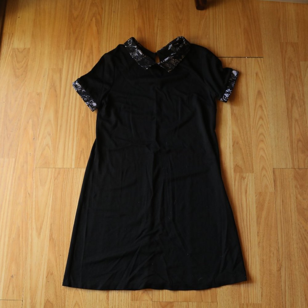 Aqua Womens Gray Plaid Collared Shift Mini Dress
